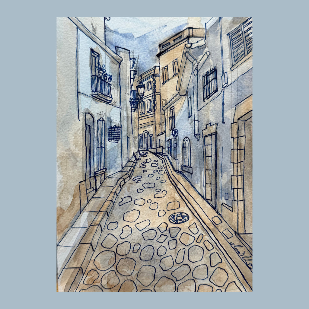 A Street in Sitges - An Original Watercolour Painting