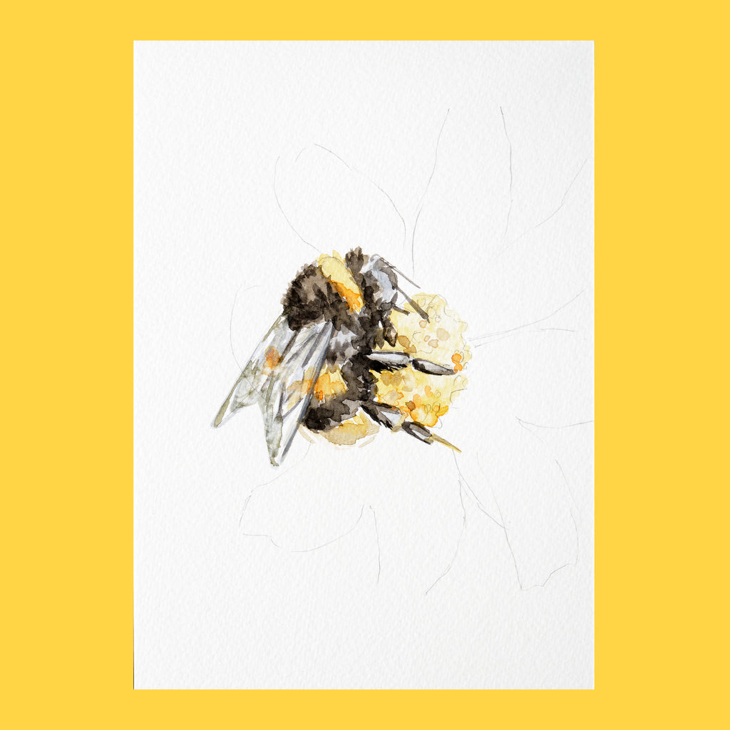 Bee on Flower - An Original Watercolour Painting