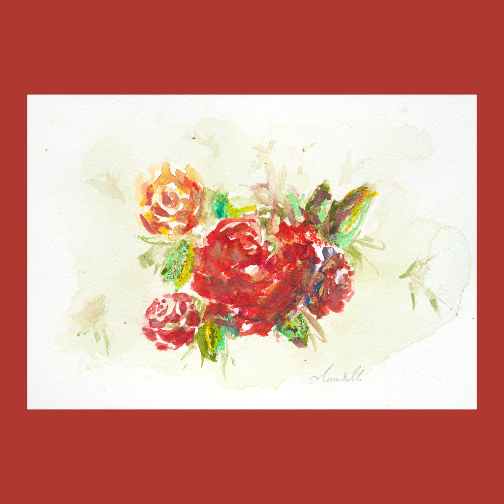 Bold Red Roses - An Original Watercolour Painting
