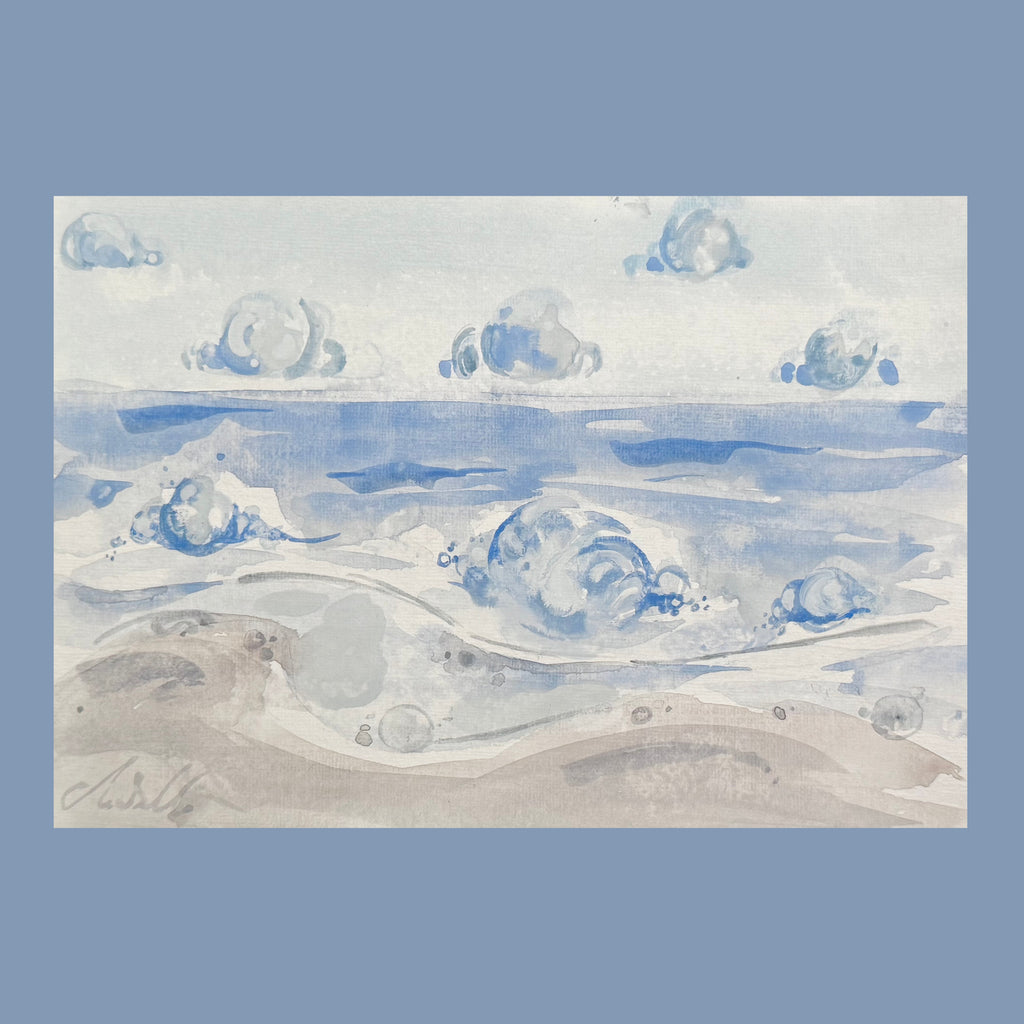 Clouds and Waves - An Original Gouache Painting