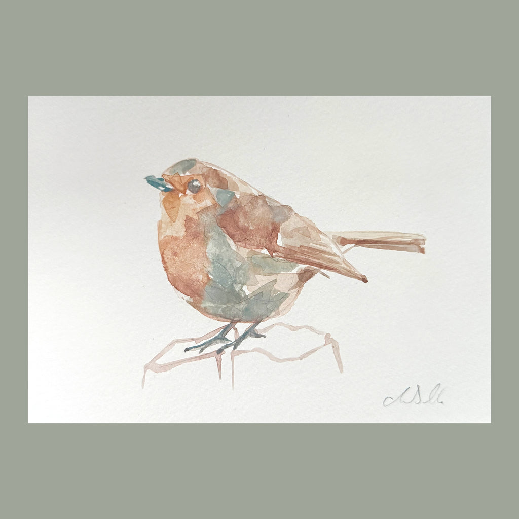Content Robin - An Original Gouache Painting