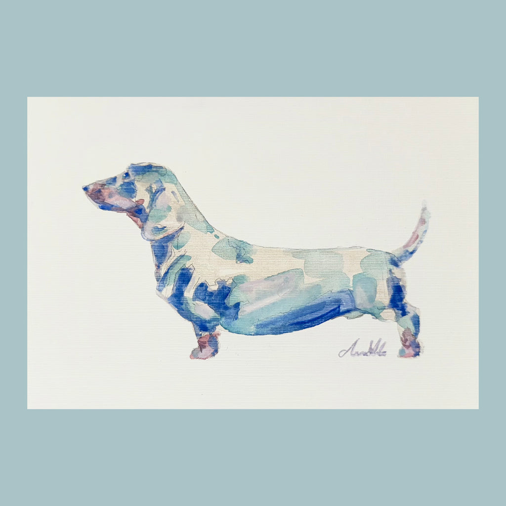 Dudley Dachshund - An Original Gouache Painting