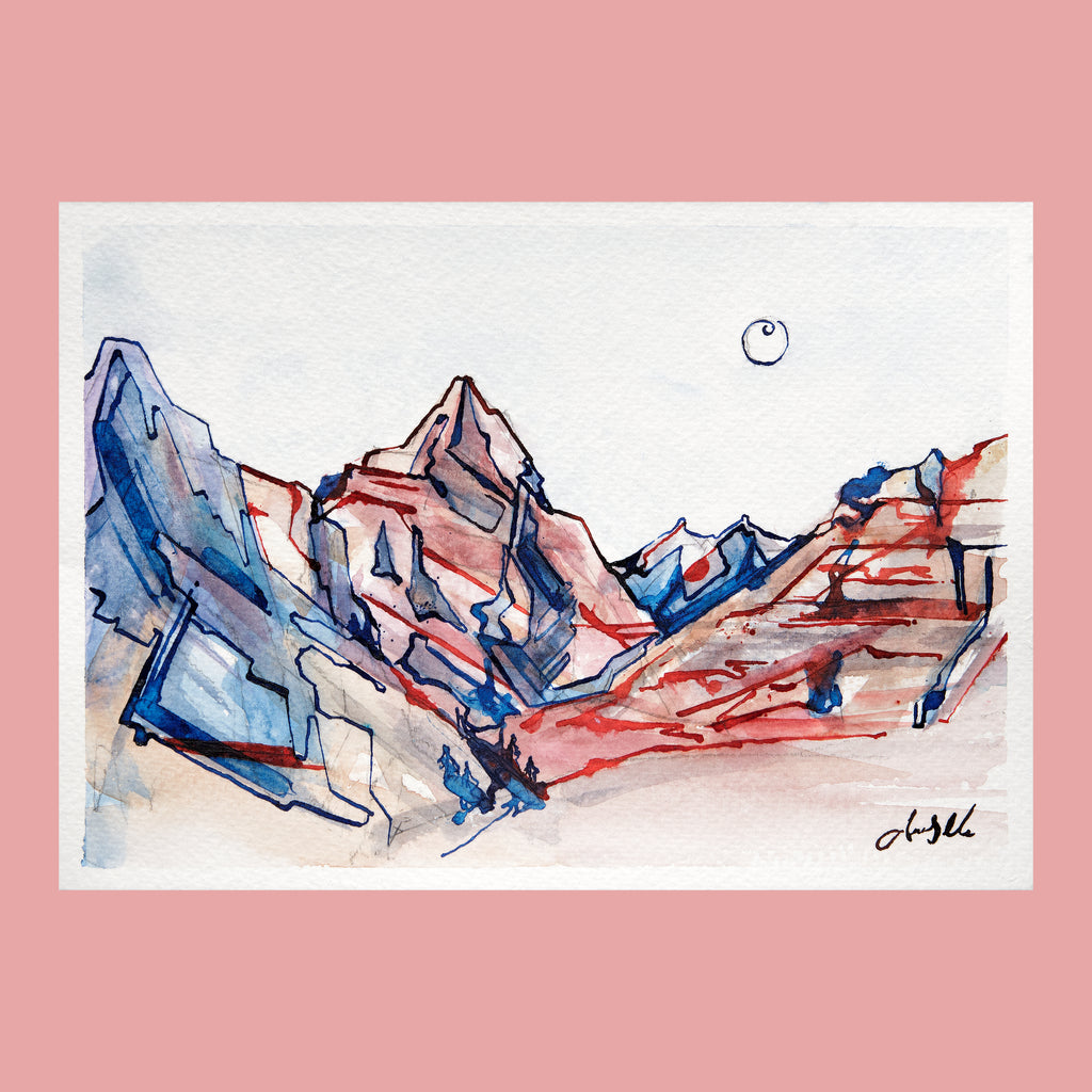Geometric Mountains - An Original Watercolour Painting