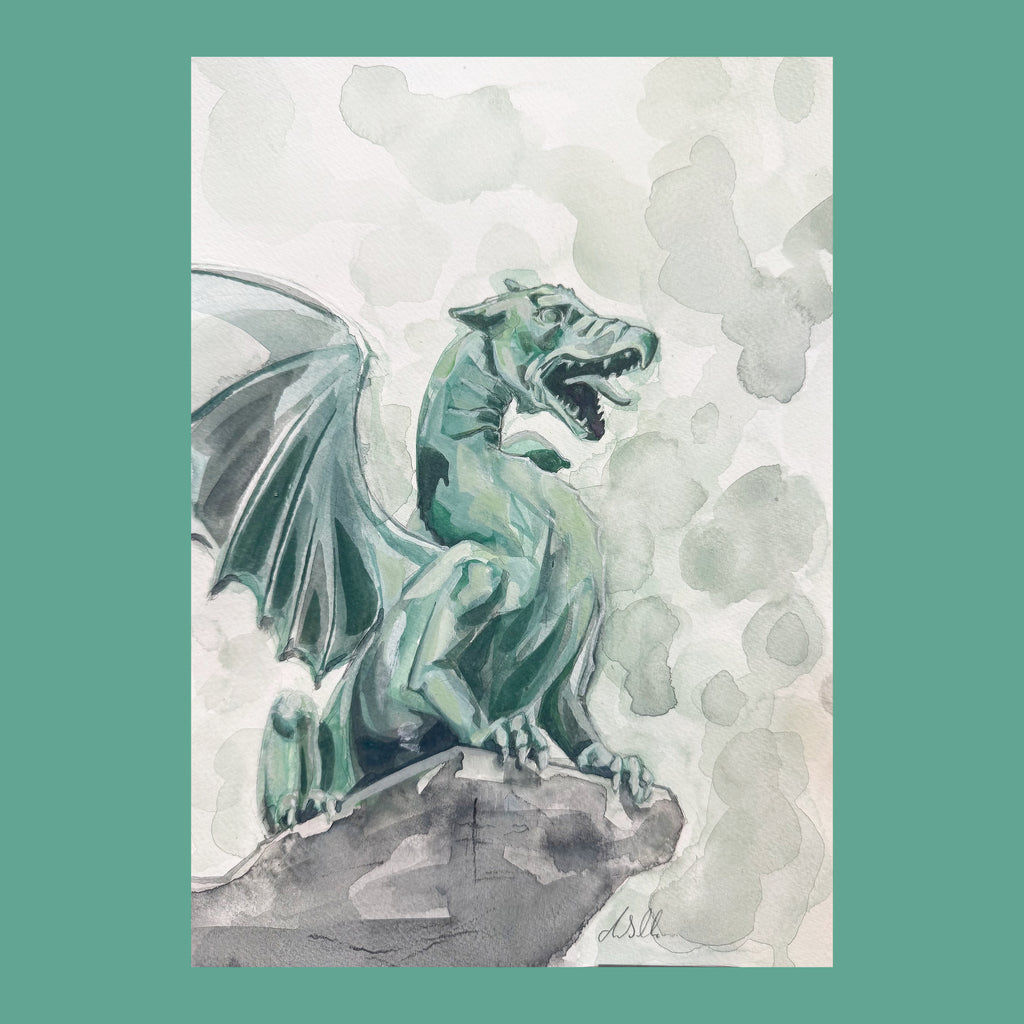Green Dragon - An Original Gouache Painting