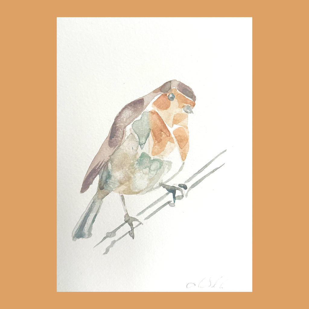 Inquisative Robin - An Original Gouache Painting